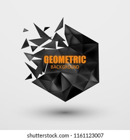 Hexagon logo. Abstract explosion. Geometric background. Vector illustration