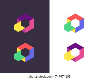 Hexagon logo. Abstract geometric logotype. Vector