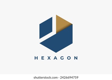 Hexagon logo. Abstract geometric Shape Origami Style  isolated on White Background. Usable for Business and Branding Logos. Flat Vector Logo Design Template Element.