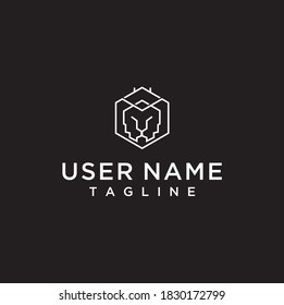 hexagon logo combination with unique jungle king simple