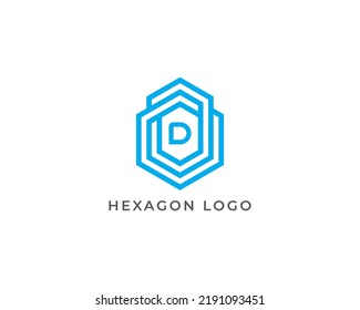 Hexagon Logo Concept sign icon symbol Design Line Art Style with Letter D. Polygon, Design Materials, Design Element Logotype. Vector illustration logo template