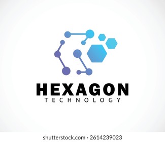 hexagon logo creative digital science connection molecule