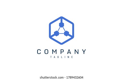 Hexagon logo data relation technology template
