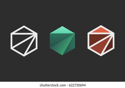 Hexagon logo design. Creative emblem template. Studio logotype
