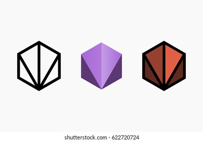 Hexagon logo design. Creative emblem template. Studio logotype