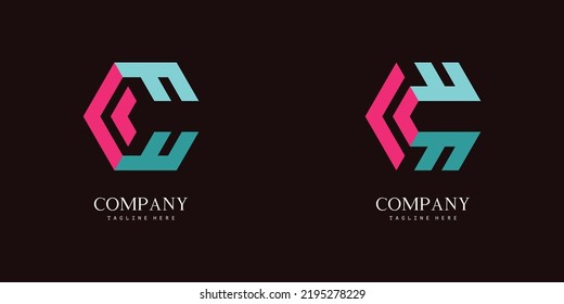 Hexagon Logo Design of letter C F in 3D illusion style. Unique Initial Logo for company or personal branding. EPS8.