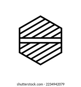 Hexagon logo design vector with art in black and white color
