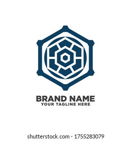 Hexagon logo design vector, icon for company