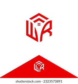 Hexagon logo design, WR hexagon vector.Real estate and construction.