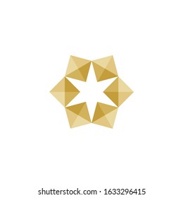 Hexagon logo with diamond and starlight shape