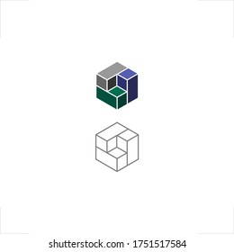  diseño de bloques geométricos del logotipo de hexágono