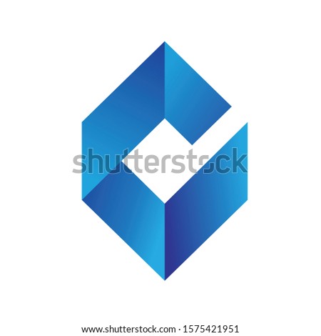 Hexagon logo gradient blue. Business design