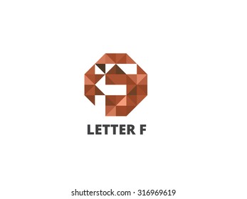 Hexagon logo icon design template, letter F. Vector business elements.