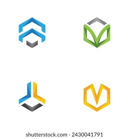 Ilustración de logotipo de Hexágono Icono Vector Plantilla