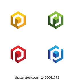 Ilustración de logotipo de Hexágono Icono Vector Plantilla