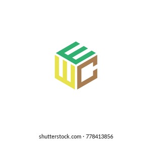 Hexagon logo. letter EWC logo template