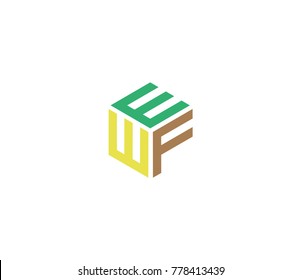 Hexagon logo. letter EWF logo template