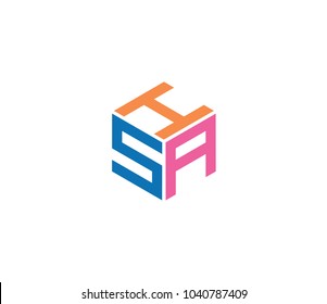 Hexagon logo. letter HSA logo template