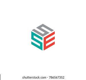 Hexagon logo with letter. Letter SSE logo template