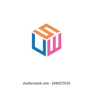 Hexagon logo. letter SUW logo