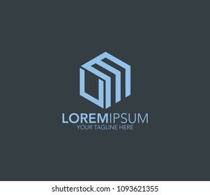 hexagon logo. letter UM logo template