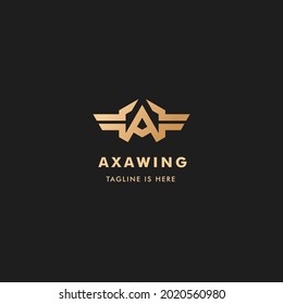 hexagon Logo Letter A wings, modern icon combination initial A, hexagon and wing.