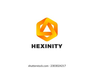 Hexagon Logo Loop Infinite Design Vector template. Hexagonal infinity Looped shape corporate modern logotype.