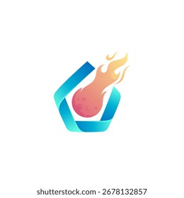 Logotipo del hexágono y Vector del diseño del meteoro, logotipo del meteoro que cae