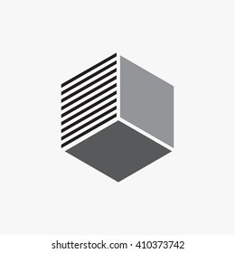 Hexagon logo. Minimal geometry. Grey. Stock vector,
