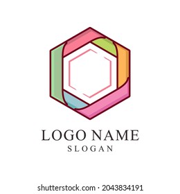 
hexagon logo with multiple colors, this logo symbolizes unity