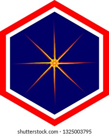 hexagon logo and red star