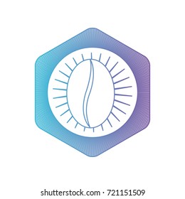 hexagon logo shield decorative of bean coffee gradient color silhouette from blue to purple vector illustration