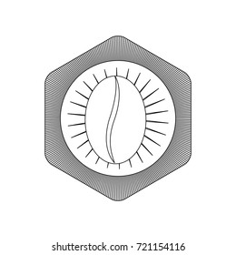 hexagon logo shield decorative of bean coffee striped gray silhouette on white background vector illustration