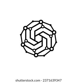 Logo de Hexagon. Logo técnico. Moderna tecnología de conexión a red Globo Tecnología de conexión a internet diseño de logotipo web Vector