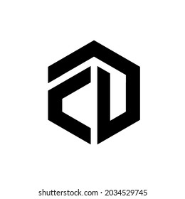 Hexagon logo. Technology logos. Work logos. Developer logo with FD initials