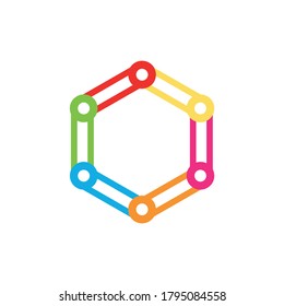 Hexagon logo. Technology logo. Work logo. Abstract colorful hexa tech icon. Stock illustration.