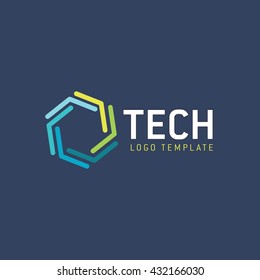 Hexagon logo. Technology logo. Work logo. Developer logo