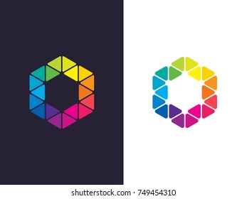 Hexagon logo template. Abstract geometric hexagon logotype. Vector
