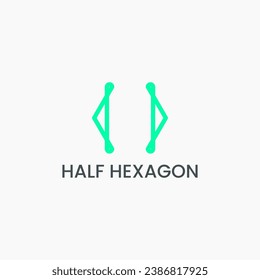 Un logotipo hexagonal dividido en dos y forma letras.