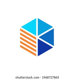 hexagon logo that represents a warehouse or storage.editable and easy to custom. can can be applied optimally on print and digital media.