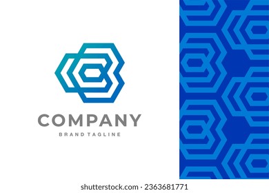 hexagon logo vector geometric b c abstract line with background and pattern