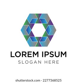 ilustración vectorial del logotipo hexagonal aislada en fondo blanco