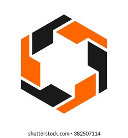 hexagon logo vector. quote or comma logo vector.