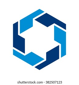 hexagon logo vector. quote or comma logo vector.