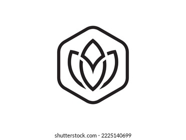 diseño del logotipo de loto hexagonal, elegantes diseños de logos modernos creativos, plantilla de ilustración vectorial