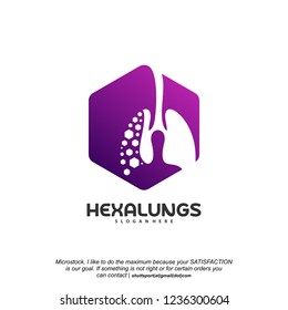 Hexagon Lungs logo designs vector, Lungs With Hexagon designs template logo