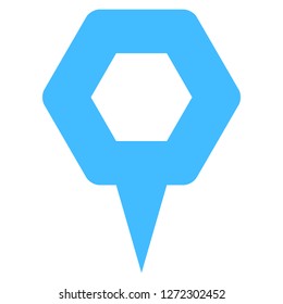 Hexagon map pin sign location icon. Web internet cartography button created in flat style. The design graphic element is saved as a vector illustration in the EPS file format.