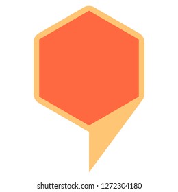 Hexagon map pin sign location icon. Web internet cartography button created in flat style. The design graphic element is saved as a vector illustration in the EPS file format.