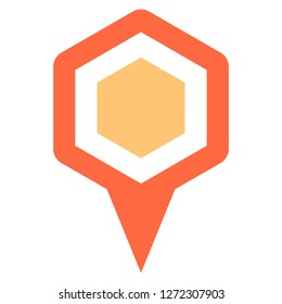 Hexagon map pin sign location icon. Web internet cartography button created in flat style. The design graphic element is saved as a vector illustration in the EPS file format.