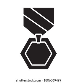 hexagon medal icon over white background, silhouette style, vector illustration
